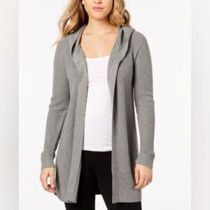 Kensie grey hooded open front cardigan sweater, sz small